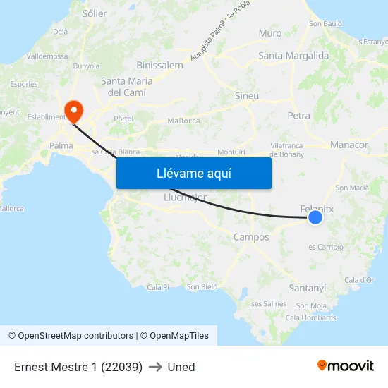 Ernest Mestre 1 (22039) to Uned map