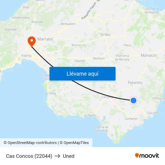 Cas Concos (22044) to Uned map