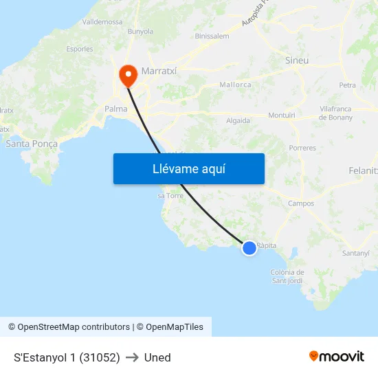 S'Estanyol 1 (31052) to Uned map
