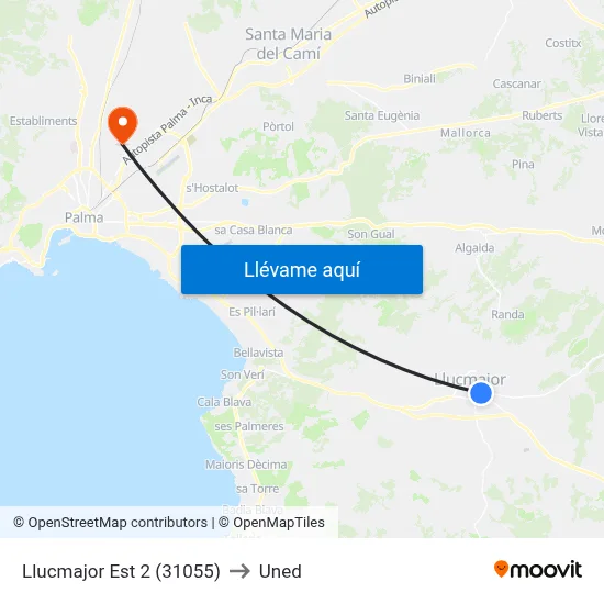 Llucmajor Est 2 (31055) to Uned map