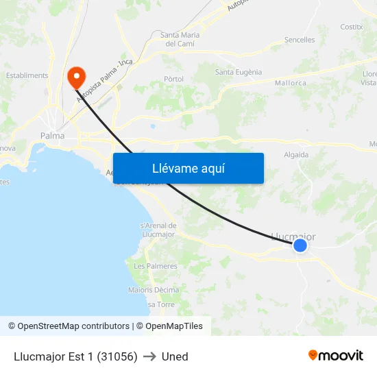 Llucmajor Est 1 (31056) to Uned map