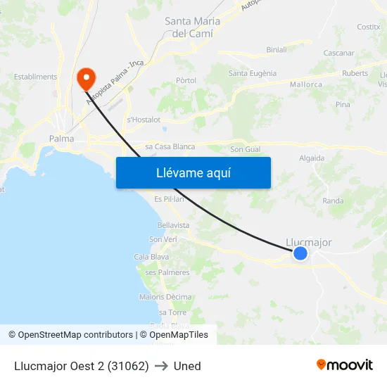 Llucmajor Oest 2 (31062) to Uned map