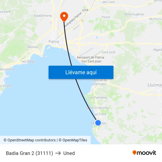Badia Gran 2 (31111) to Uned map