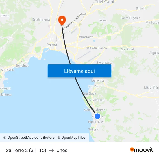 Sa Torre 2 (31115) to Uned map