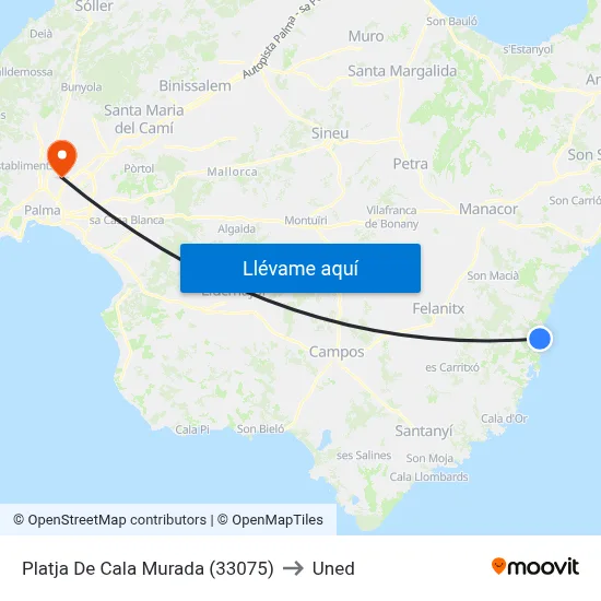 Platja De Cala Murada (33075) to Uned map