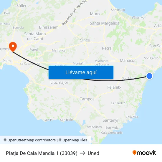 Platja De Cala Mendia 1 (33039) to Uned map