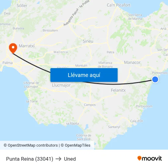 Punta Reina (33041) to Uned map