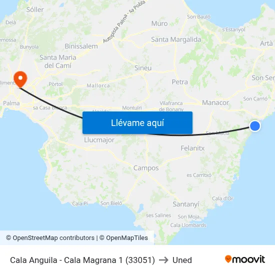 Cala Anguila - Cala Magrana 1 (33051) to Uned map