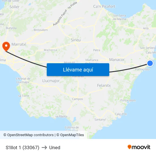 S'Illot 1 (33067) to Uned map