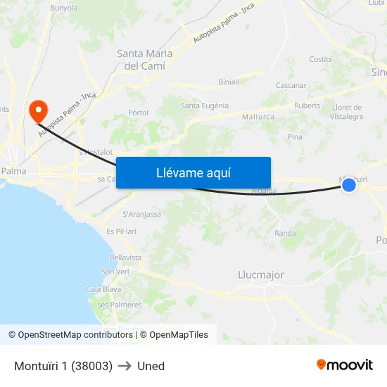 Montuïri 1 (38003) to Uned map