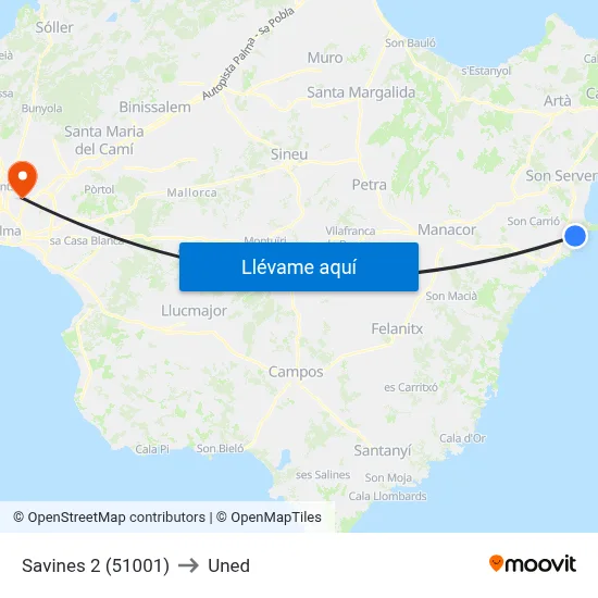 Savines 2 (51001) to Uned map