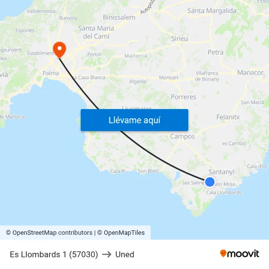 Es Llombards 1 (57030) to Uned map