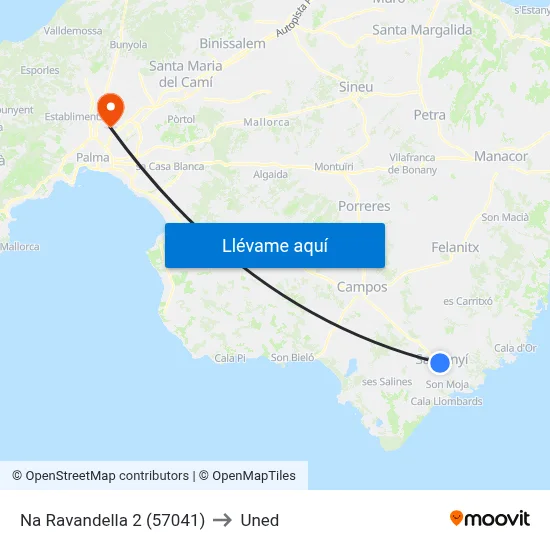 Na Ravandella 2 (57041) to Uned map