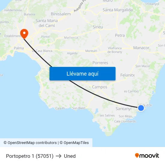 Portopetro 1 (57051) to Uned map