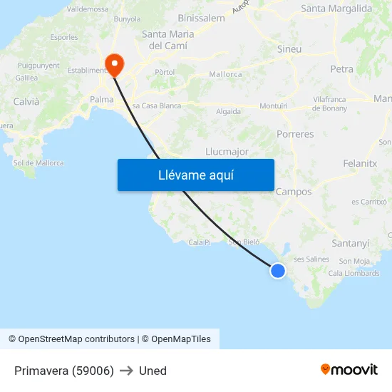 Primavera (59006) to Uned map
