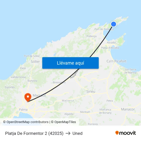 Platja De Formentor 2 (42025) to Uned map