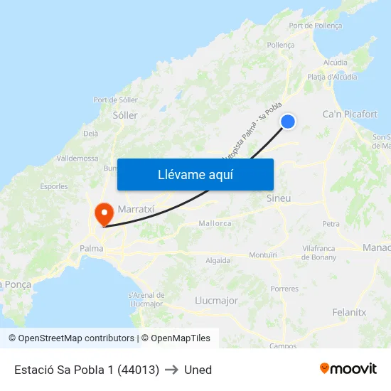 Estació Sa Pobla 1 (44013) to Uned map