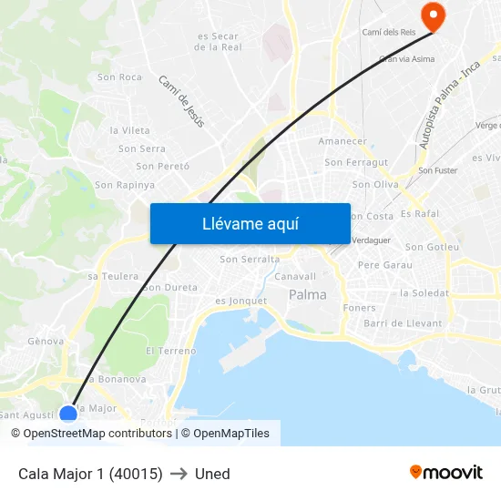 Cala Major 1 (40015) to Uned map