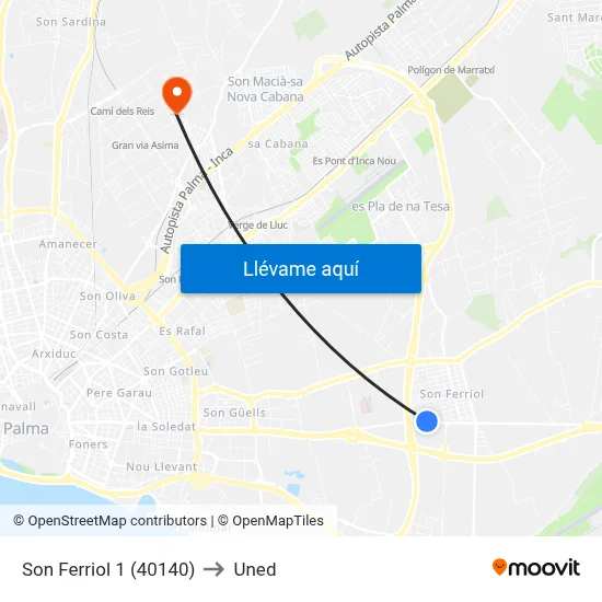 Son Ferriol 1 (40140) to Uned map