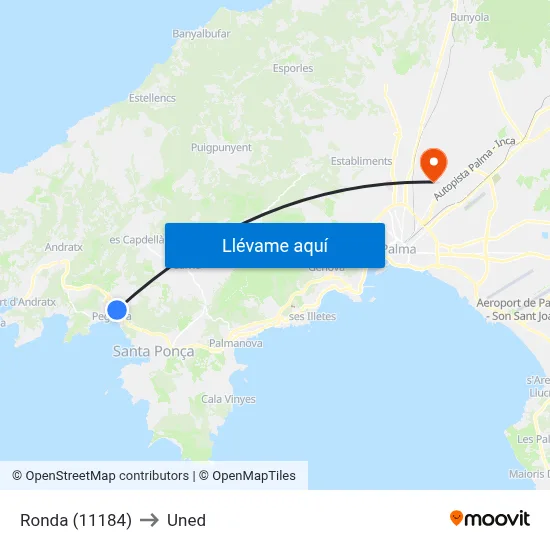 Ronda (11184) to Uned map