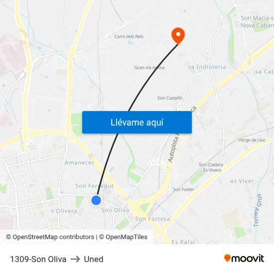 1309-Son Oliva to Uned map