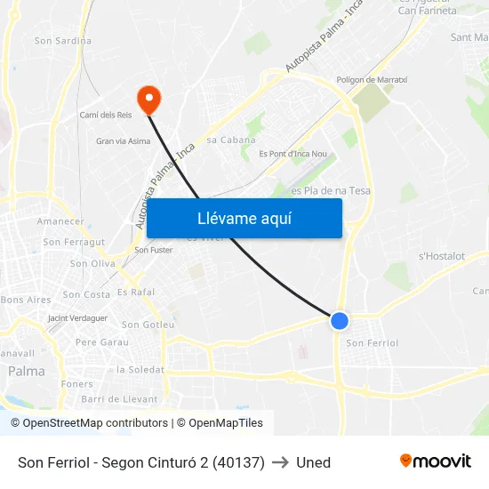 Son Ferriol - Segon Cinturó 2 (40137) to Uned map