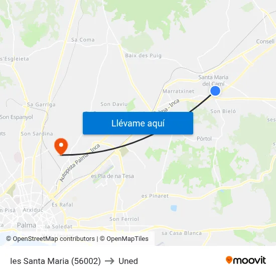 Ies Santa Maria (56002) to Uned map