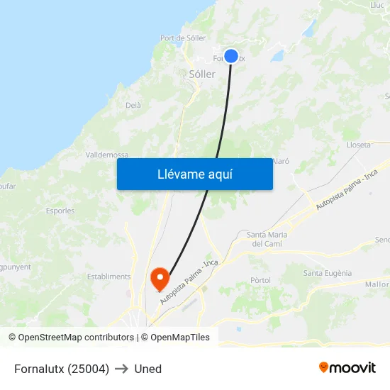 Fornalutx (25004) to Uned map