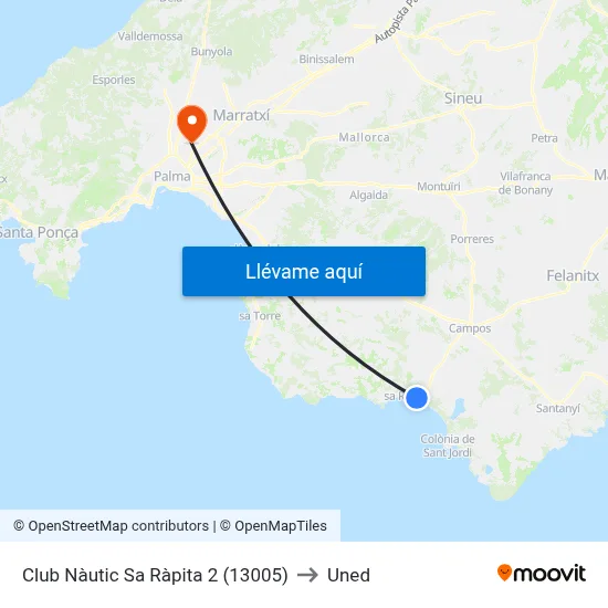 Club Nàutic Sa Ràpita 2 (13005) to Uned map