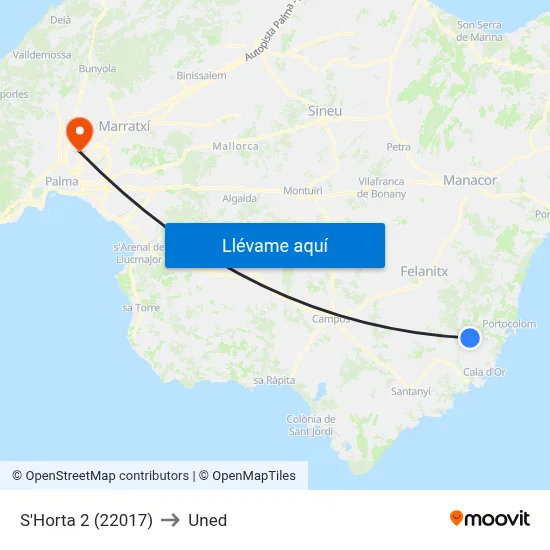 S'Horta 2 (22017) to Uned map