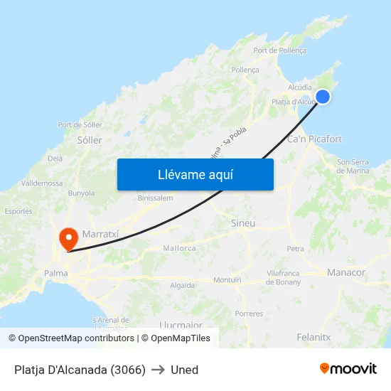 Platja D'Alcanada (3066) to Uned map