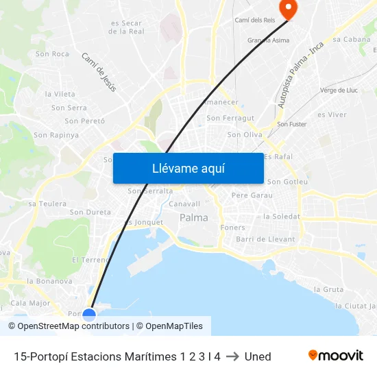15-Portopí Estacions Marítimes 1  2  3 I 4 to Uned map