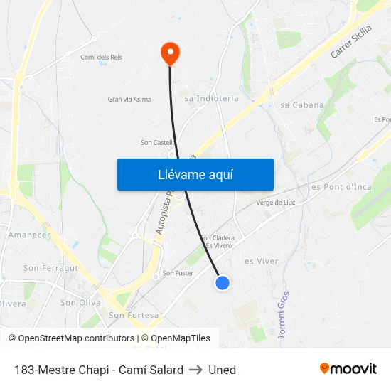 183-Mestre Chapi - Camí Salard to Uned map