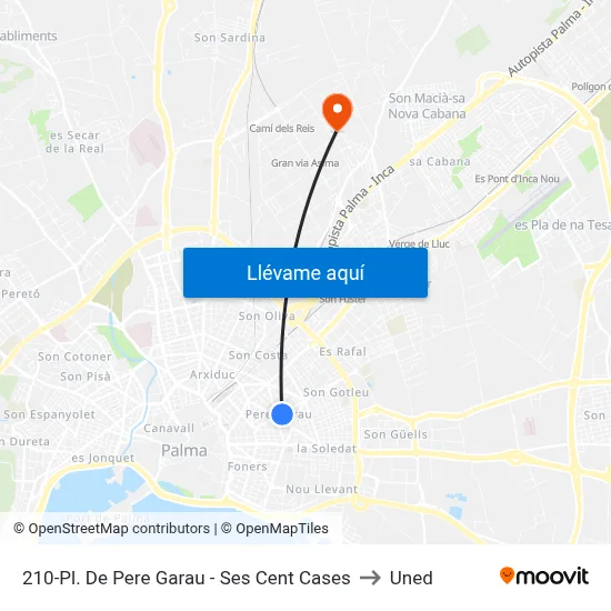 210-Pl. De Pere Garau - Ses Cent Cases to Uned map