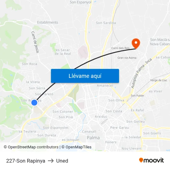 227-Son Rapinya to Uned map