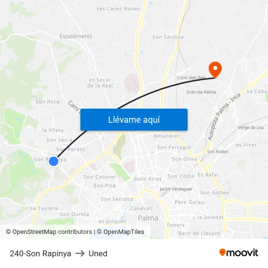 240-Son Rapinya to Uned map