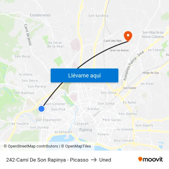 242-Camí De Son Rapinya - Picasso to Uned map