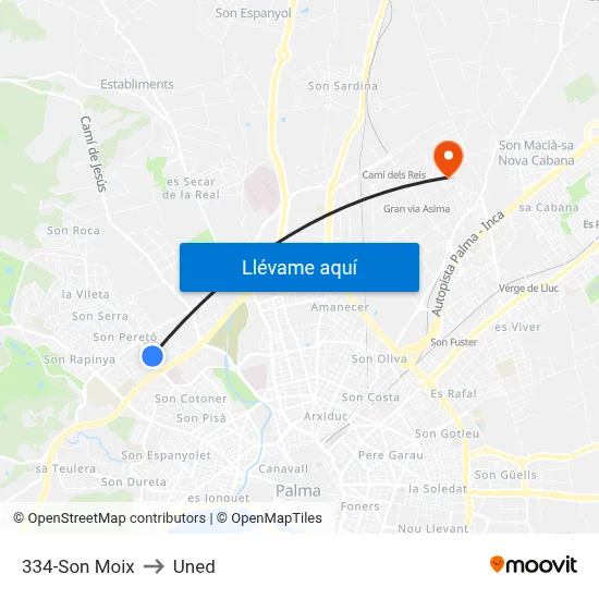 334-Son Moix to Uned map