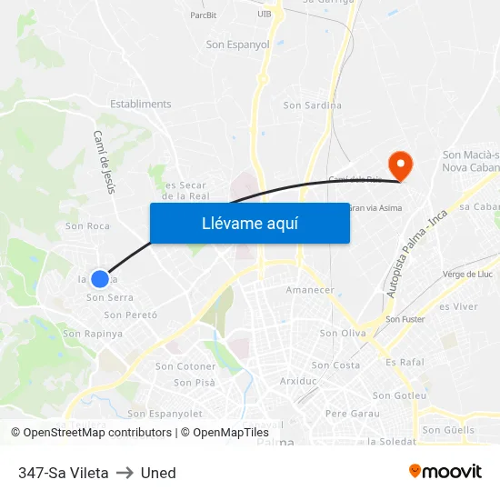 347-Sa Vileta to Uned map