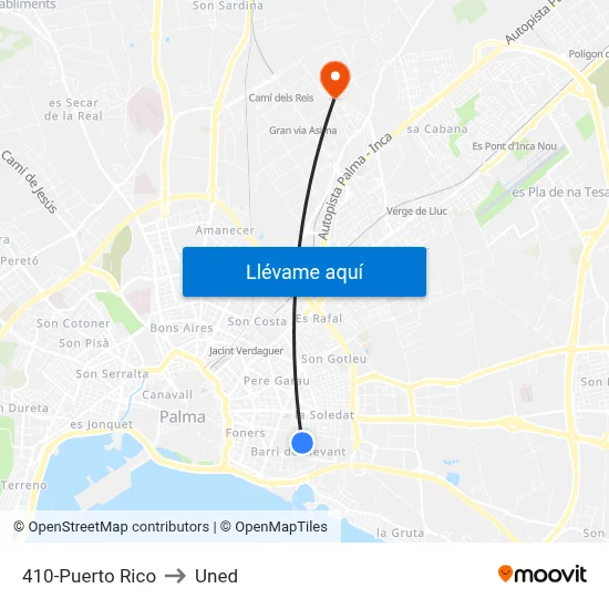 410-Puerto Rico to Uned map