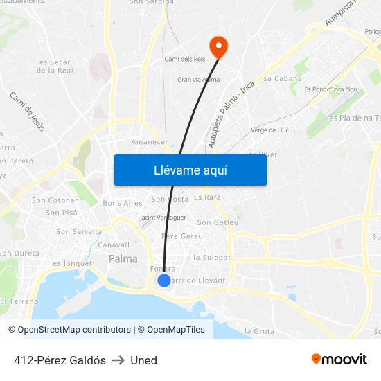412-Pérez Galdós to Uned map