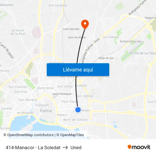 414-Manacor - La Soledat to Uned map