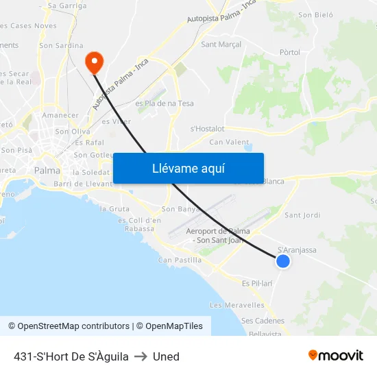 431-S'Hort De S'Àguila to Uned map