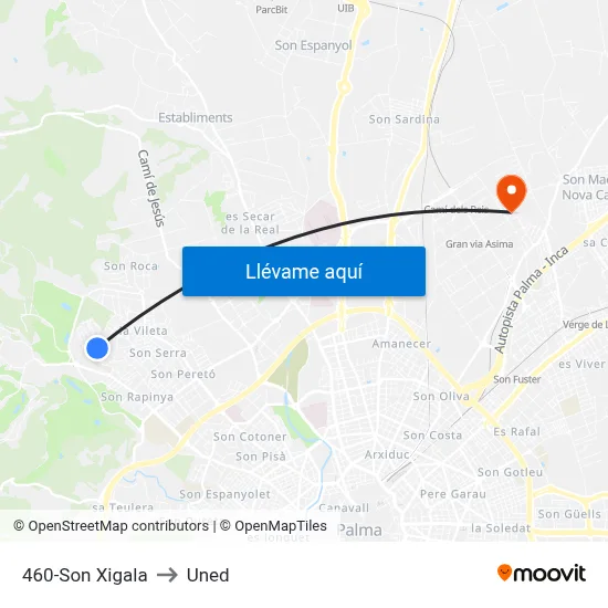 460-Son Xigala to Uned map