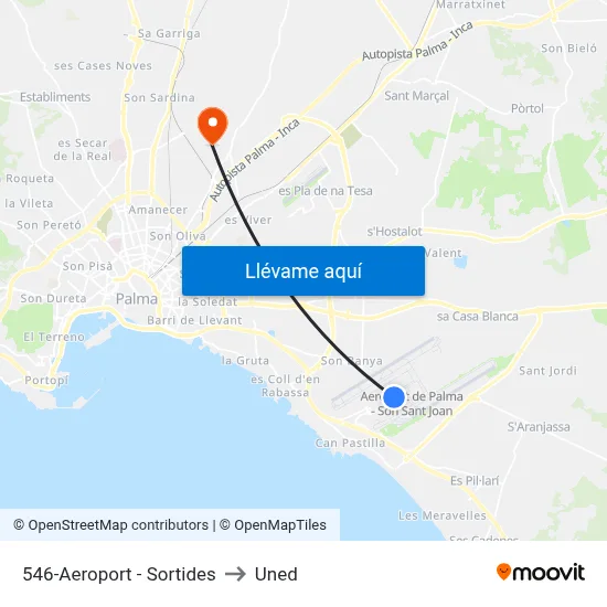 546-Aeroport - Sortides to Uned map