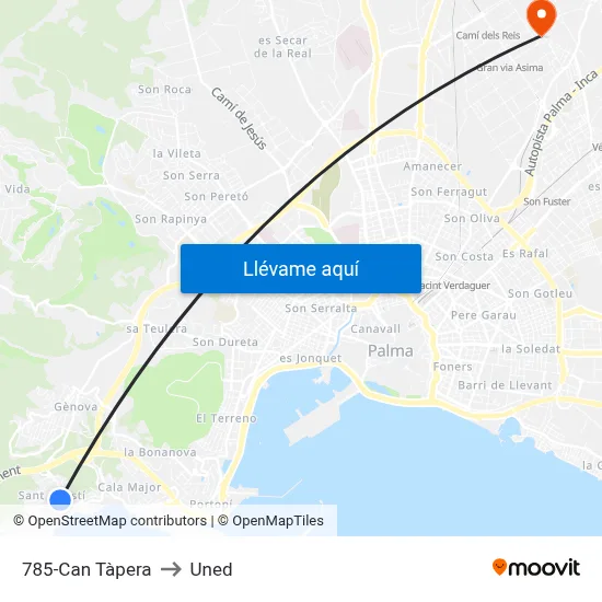 785-Can Tàpera to Uned map