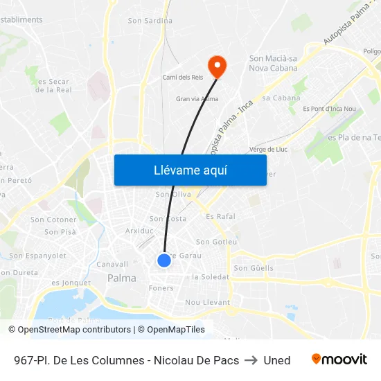 967-Pl. De Les Columnes - Nicolau De Pacs to Uned map