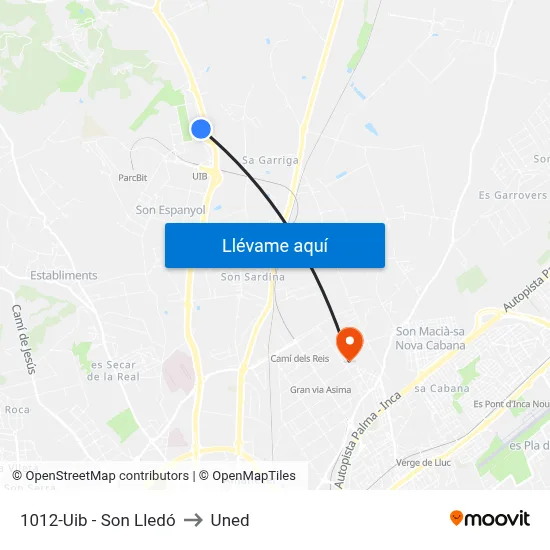 1012-Uib - Son Lledó to Uned map