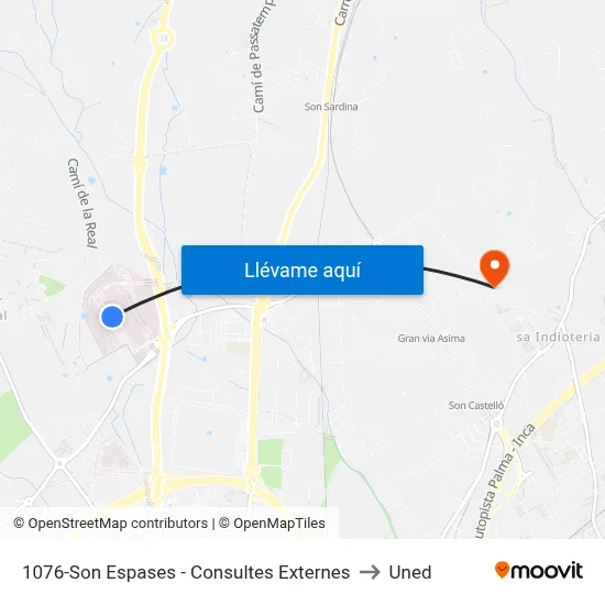 1076-Son Espases - Consultes Externes to Uned map