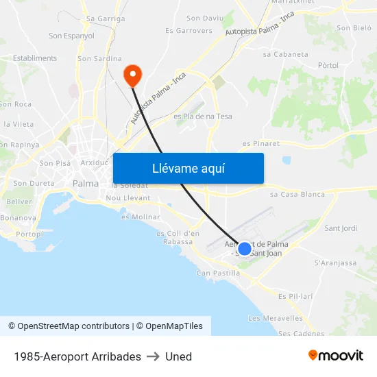1985-Aeroport Arribades to Uned map